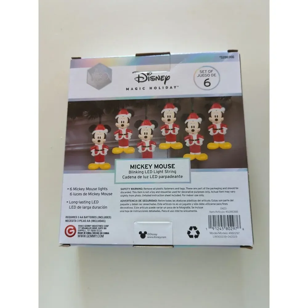 2 Sets, New!! DISNEY MAGIC String Lights MICKEY SANTA Blinking LED!! 100 Years!